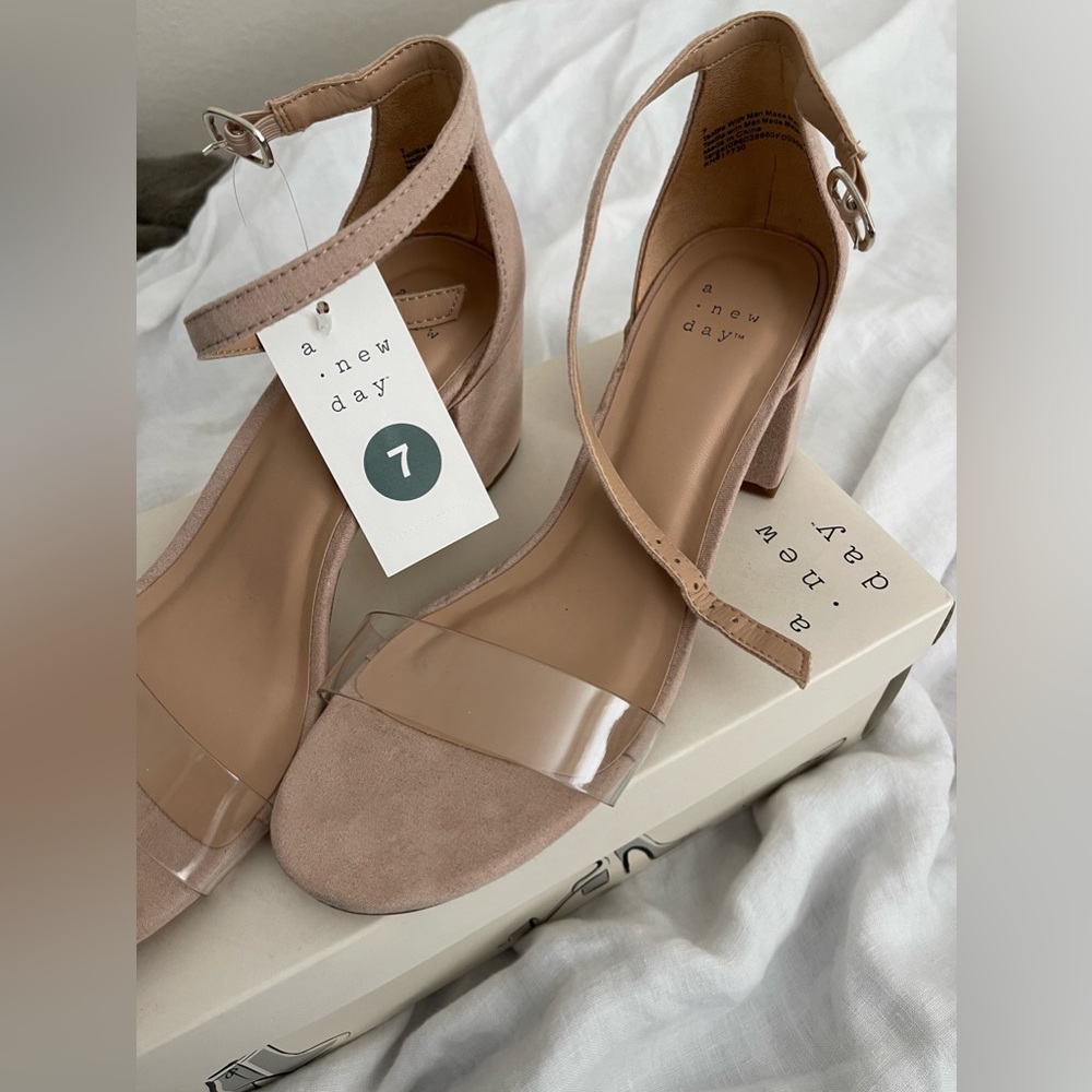 Nude sandal heels